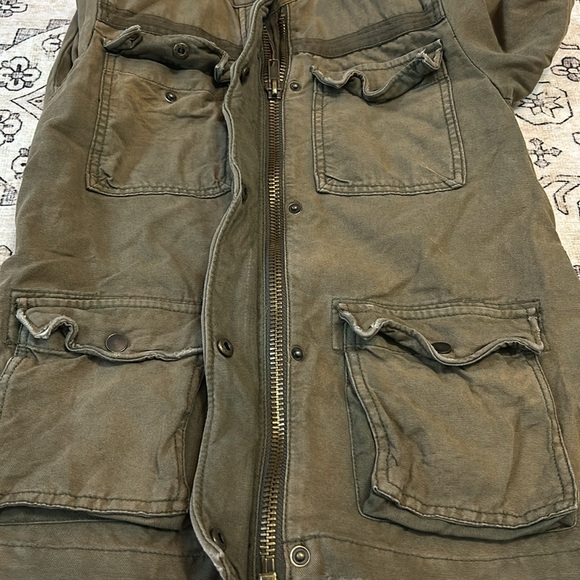 FREE PEOPLE S green/brown  rumpled army jacket with front four pockets - Picture 11 of 14